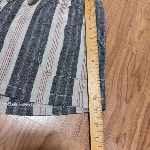 Striped Linen Blend‎ Shorts Juniors XL Grey Cream Red Coastal Beach Boho Casual - Image 8