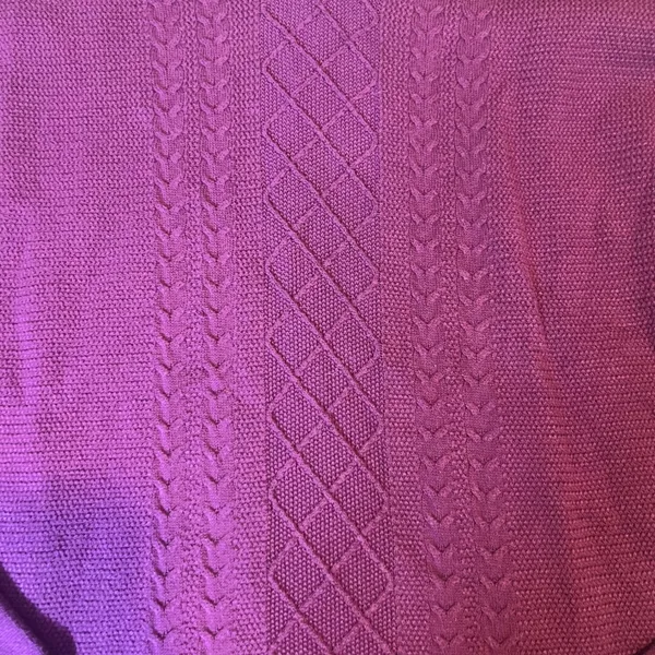 Talbots Womens Purple V Neck Cable Knit Long Sleeve‎ Cotton Sweater Size L - Image 3