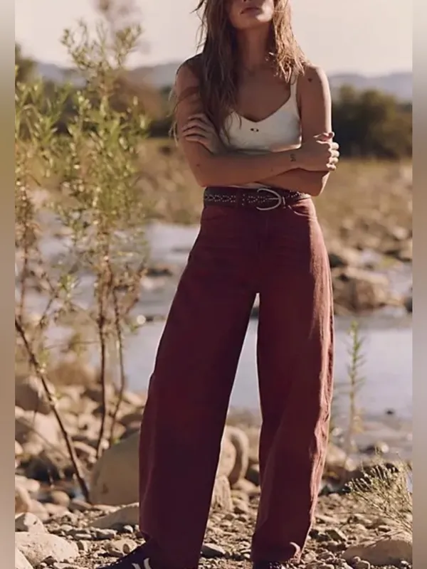 NWT Free People We The Free Bodie Arc Jeans - sangria pink red - 27 - Image 5