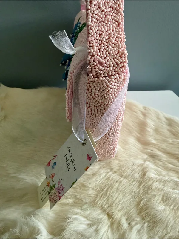 India Hydrangea Pink Beaded Bag - Image 5