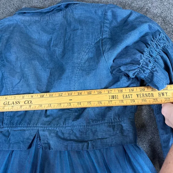 Crosstree Lane Blue Corduroy‎ Mesh Lace Embroidered Jacket Boho XL Cottagecore - Image 12