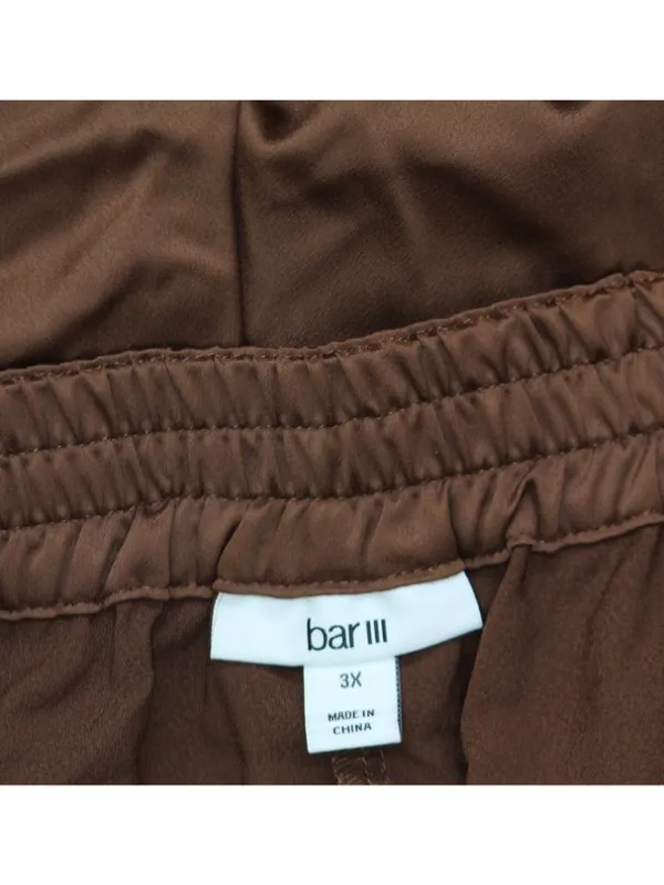 NEW Bar III Trendy Satin Cropped Cargo Pants 100193656WN Root Beer Brown 3X - Image 3