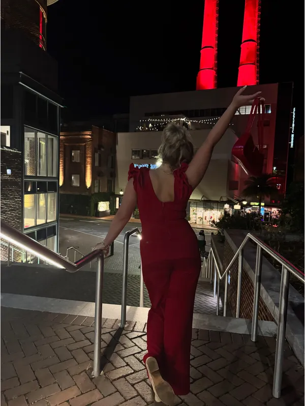 Red Ruffle Sleeve Jumpsuit  - Image 3