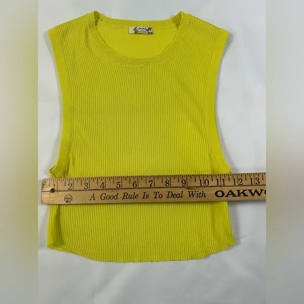 Free People Muscle Up Crop Tank Top In Lime Soda Yellow Size Small - Image 4