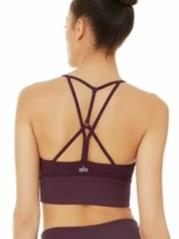 ALO YOGA Alosoft Lavish Bra in Oxblood Heather Sz Small - Image 3