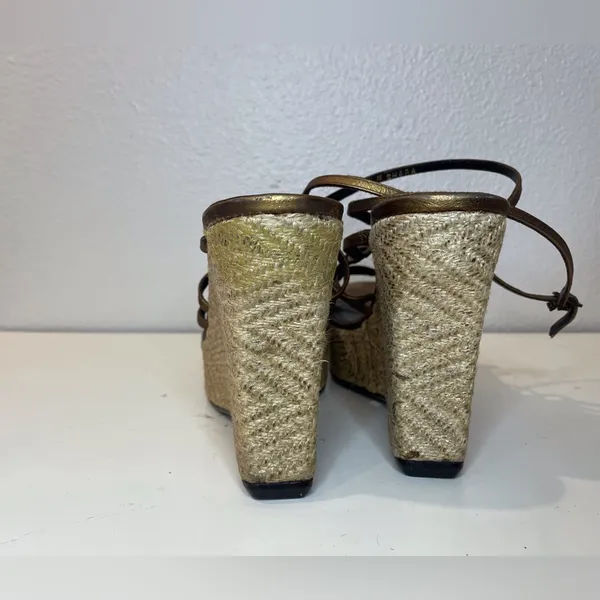 Donald J. Pliner Women’s Shaba Bronze‎ Straps Platform Wedge Sandals Size 7.5 - Image 7