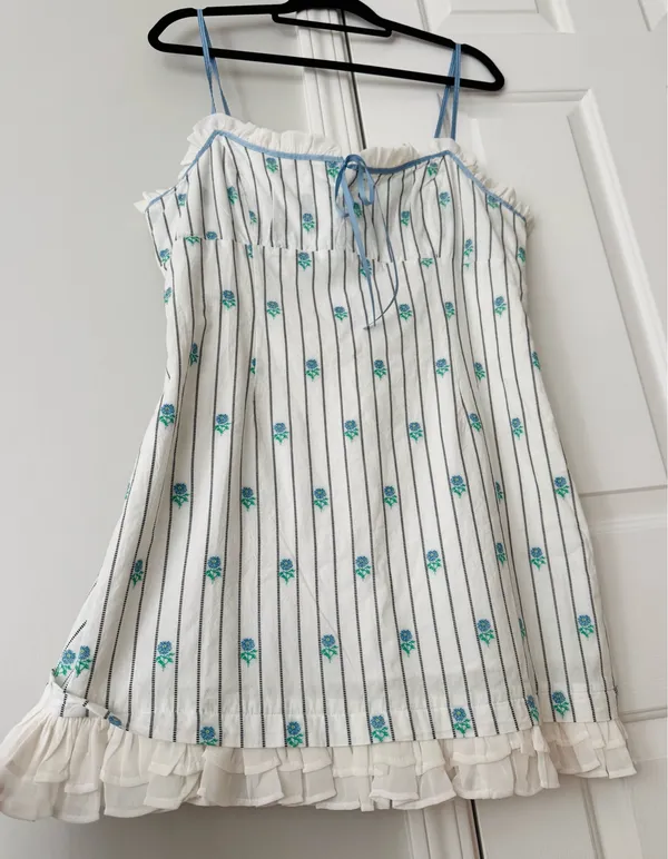 Anthropologie Maeve Sleeveless Ruffle-Hem Mini Dress, Size L - Image 8
