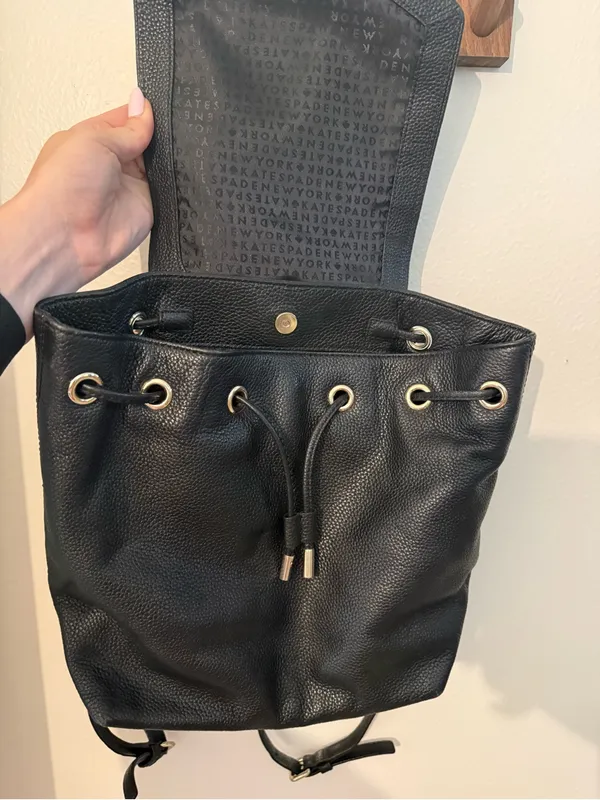 kate spade Mulberry Street Breezy Black Pebbled Leather Backpack with Flap - Image 4