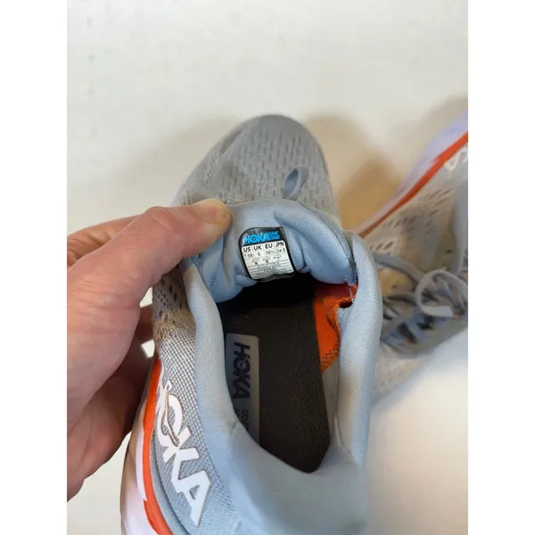 Hoka Clifton 8 Women's Running Shoes Gray Orange Low Top Comfort Sneakers - Image 5