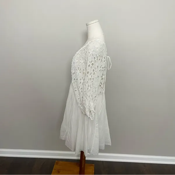 Free People One Dress Bella Note Eyelet Flower Babydoll Whimsical Boho White - Image 10