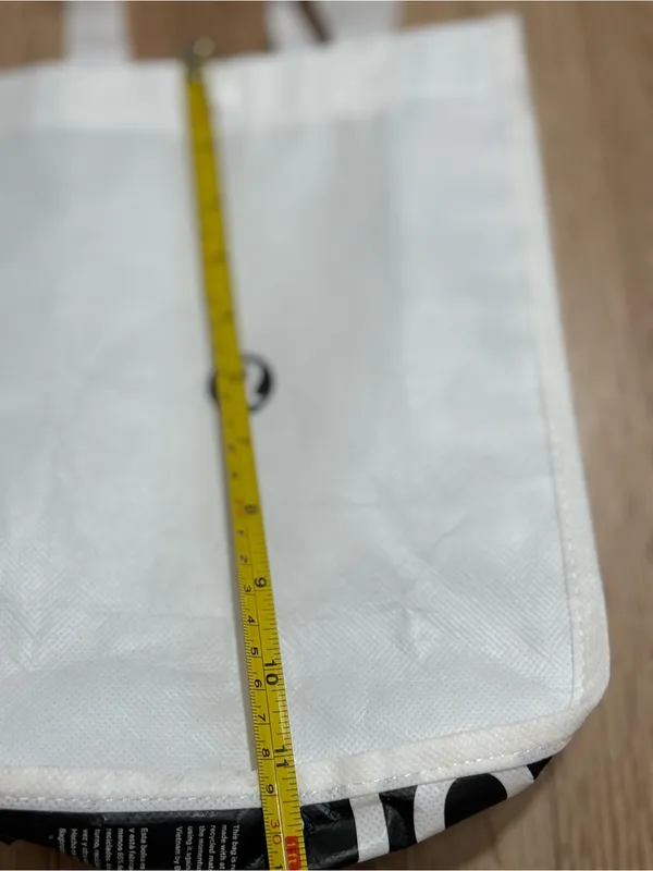 Lululemon Reusable Shopping Tote Bag Small White Black Logo Snap Closure - Image 6