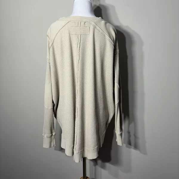 We the Free People Owen Thermal Small Oversized Waffle Knit Boho Beachy High Low - Image 5