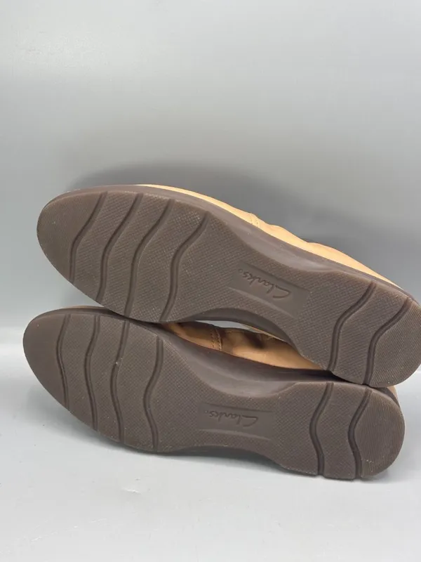 Clarks Jenette Ruby Ballet Flat Womens US 8M Tan Leather All Day Comfort Loafers - Image 5