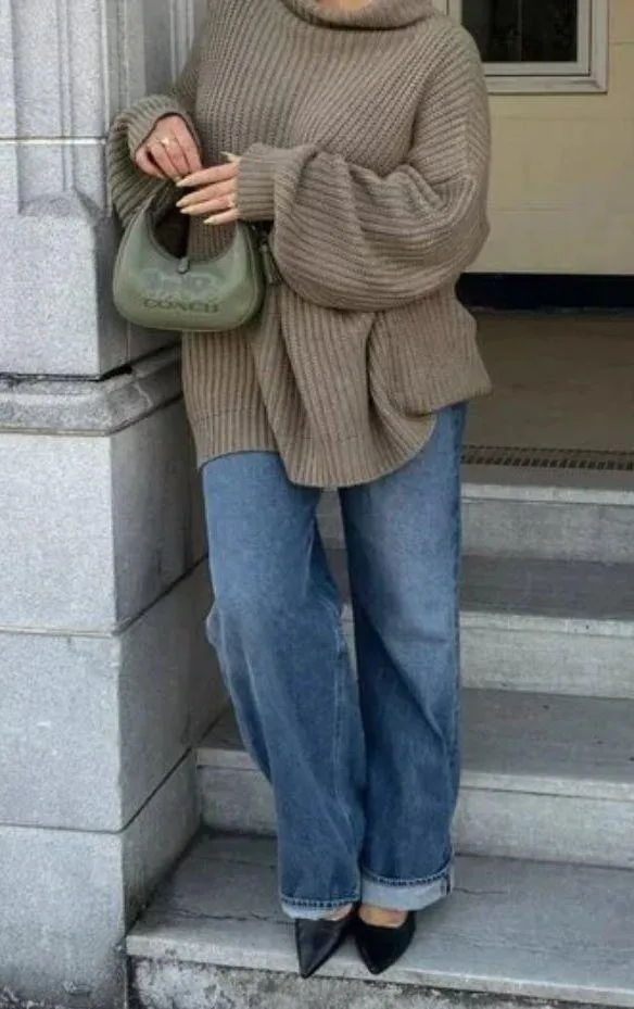 FREE PEOPLE Swim Too Deep Turtleneck Sweater in Olive Stone Size X-Small - Image 13