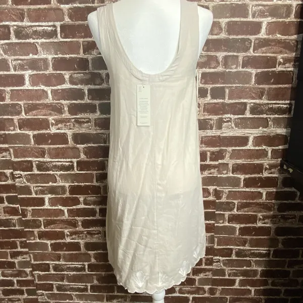 Calypso St Barth Midi Sleeveless Dress Cream Embroidered Linen Blend Pockets S - Image 2