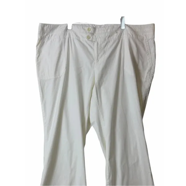 Old Navy Flare Pants 24 Plus Stretch Cotton Mid Rise Wide Leg Cream Casual - Image 5