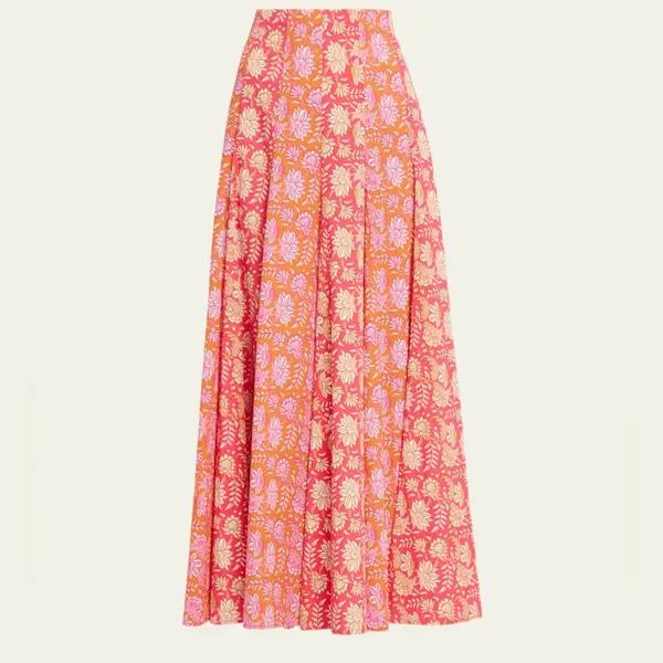 NWT FIGUE hayden Maxi skirt in batik floral raspberry print size 8 $498 cotton - Image 4