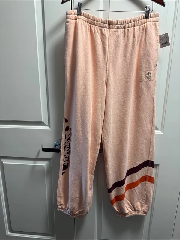Free People All Star Logo Pants Pastel Peach M - NWT - Image 2