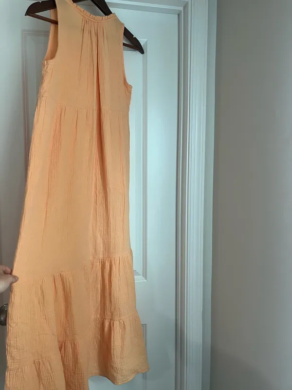 Lauren Lane Sonoma Dress Pink Peasant Ruffle Sleeveless Tiered Maxi - Image 2