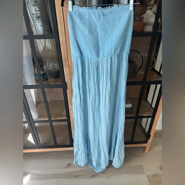 Anthropologie The Marisol Smocked Gauze Maxi Dress Celandine strapless muslin - Image 8