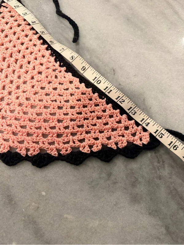 Handmade Crochet Bandana Head Scarf Cotton Boho Triangle Wrap Fest Cottagecore - Image 3