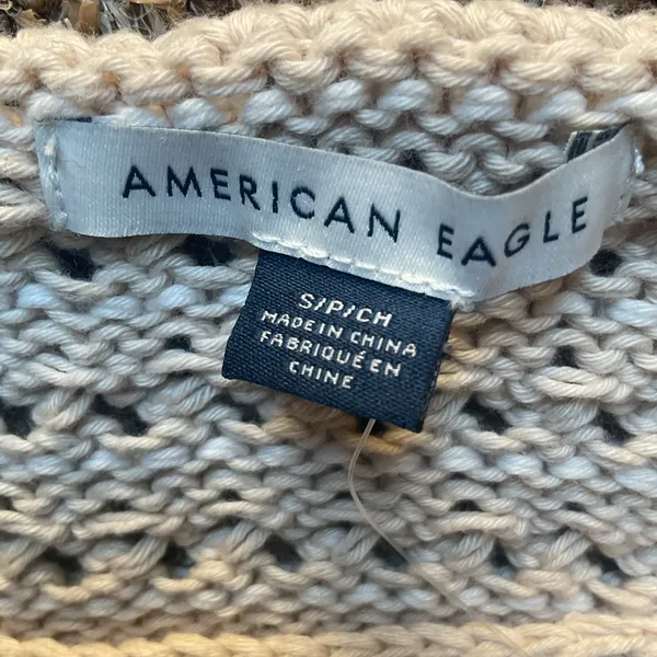 American Eagle Crochet Knit Sweater Women’s S Beige Open Knit Long Sleeve NWT - Image 6