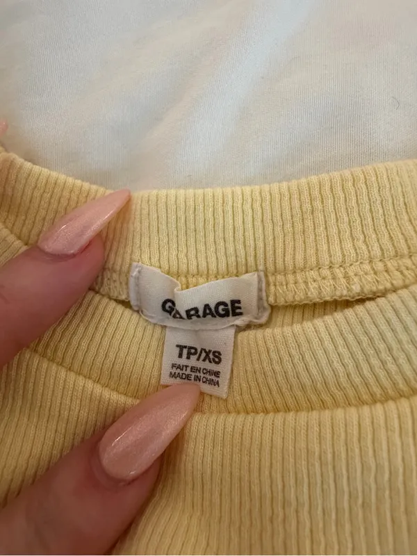 Garage Soft Pale Yellow Ribbed Short Sleeve Baby Tee - XS - Image 2