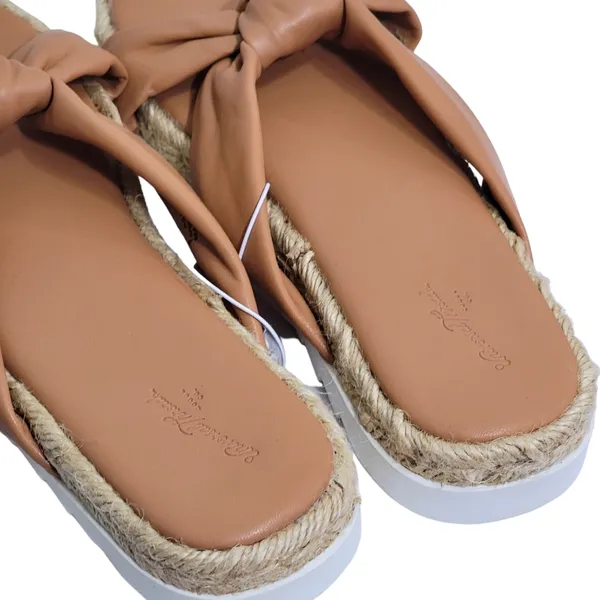 Universal Threads Warm Tan Dena Knotted Slip On Faux Leather Sandals Size 9 NWT - Image 8