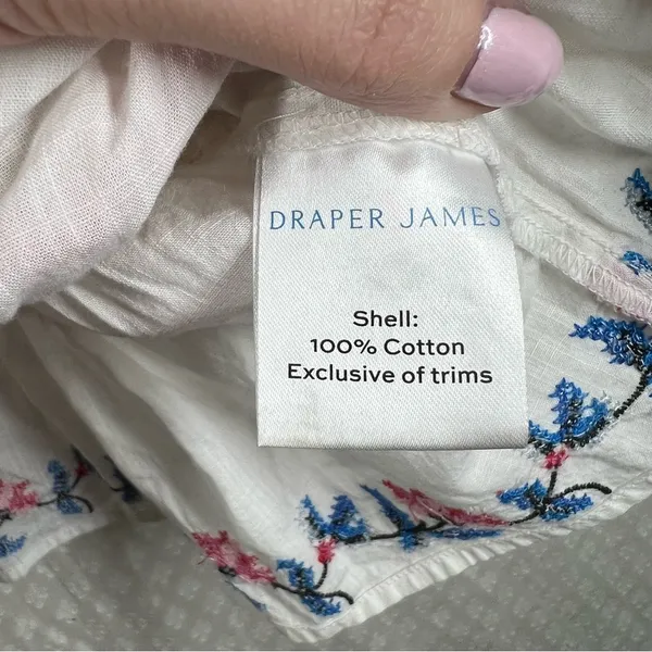 Draper James NWT‎ White Red Camellia Embroidered Peplum Top - Image 7