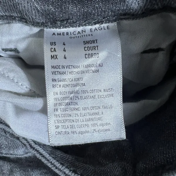 American Eagle Mom Jean Solid Denim Pants Black Grunge Distressed Size 4 Short - Image 6
