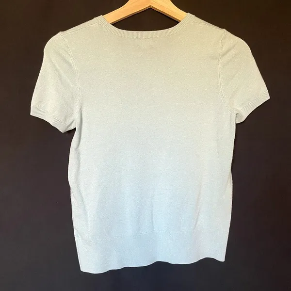 a‎ new day blue short sleeved knit top women's size small shirt vintage design - Image 6