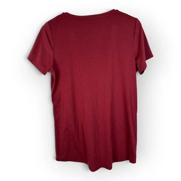 Athleta Women size M Burgundy Soft Drape V Neck Tee Everyday Basic - Image 2