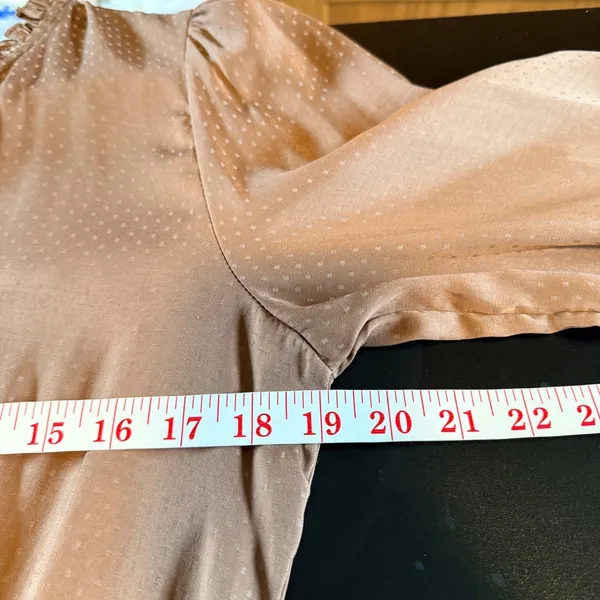 Blu Pepper Dress Jrs Size Large Brown Dotted‎ Tiered Ruffle Long Sleeve V Neck - Image 5