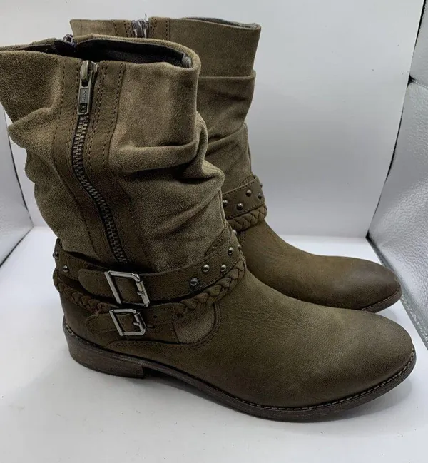 Matisse Outback Mid Calf Boots size 7.5M tan brow leather Buckle - Image 3