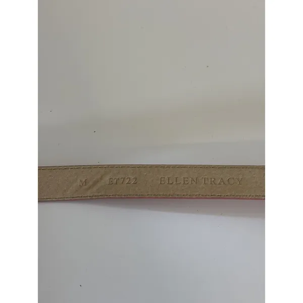 Ellen Tracy Women’s Pink Genuine Italian Leather Slim Belt Silver Buckle M Casual - Image 4
