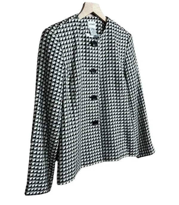 Liz Baker I Vintage 80s Black & White Houndstooth Skirt Suit Set Separates - Image 4