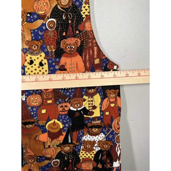 Vintage Halloween Womens Vest XL Teddy Bears Pumpkins Costumes 100% Cotton 90s - Image 3
