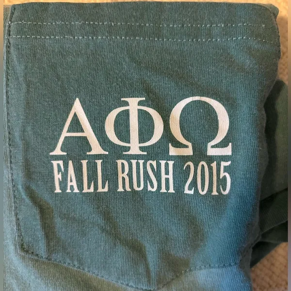 Rush Alpha Phi Omega APO Long Sleeve T shirt Fall 2015 Teal - Image 2