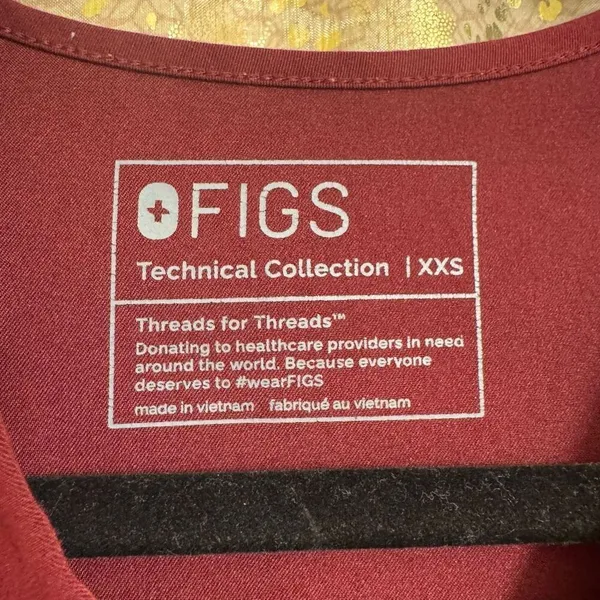 FIGS Casma Three-Pocket Scrub Top Women's Burgundy Maroon XXS - Image 3