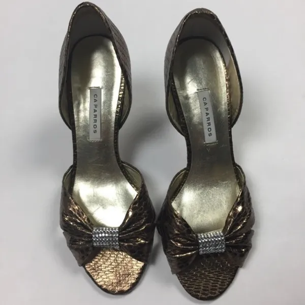 Caparros Copper Faux Snakeskin Embellished‎ Heels - Image 5