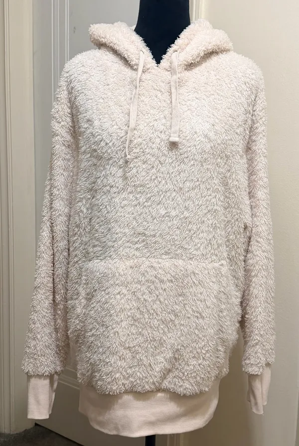 So Cozy Softest Sherpa Pullover Hoodie In Creamy Ivory Size XL - Image 4
