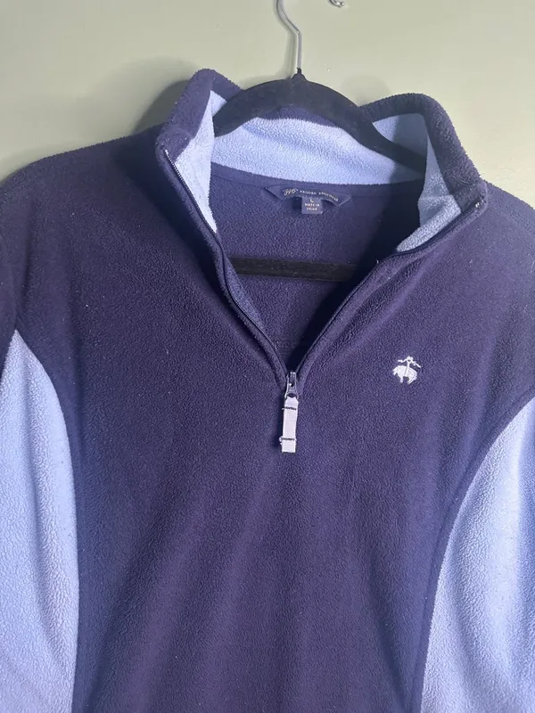 Brooks Brothers 346 Womens Large Quarter Zip Fleece Pullover Navy Blue Casual - Image 4