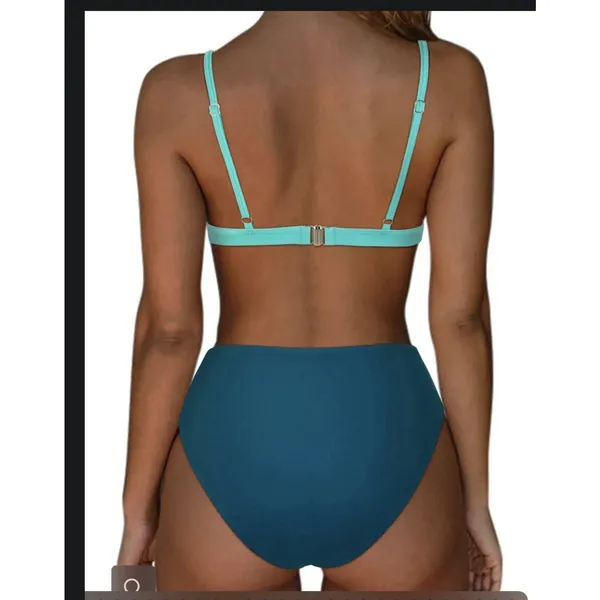 SUUKSESS Women Triangle High Cut Bikini Blue Green M - Image 2
