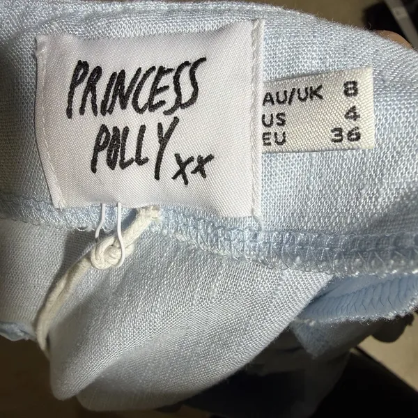 Princess Polly Herring Shorts US 4 Blue Wrap Ruffle Tie Waist Linen‎ Blend - Image 5