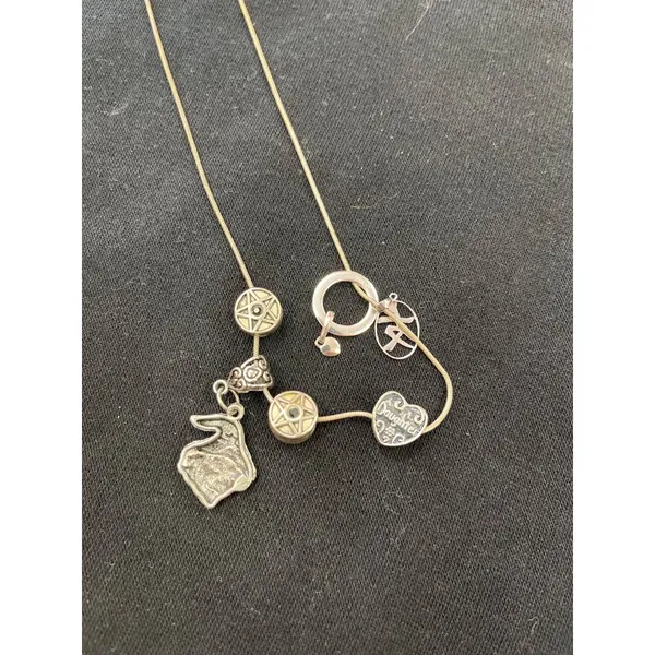 Sterling silver 925 wms 14.5" necklace with 6 charms SKU 9841 - Image 8