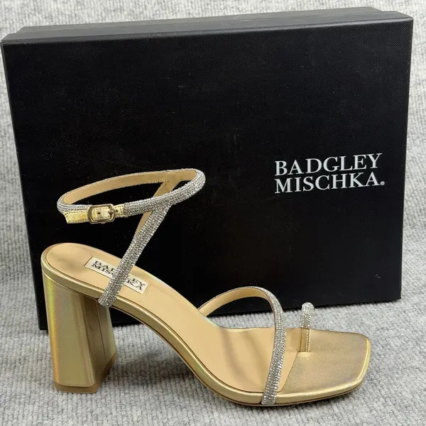 Badgley Mischka Size-8.5M Dalilah Ankle Strap High Heel Sandals Pale Gold $245 - Image 3