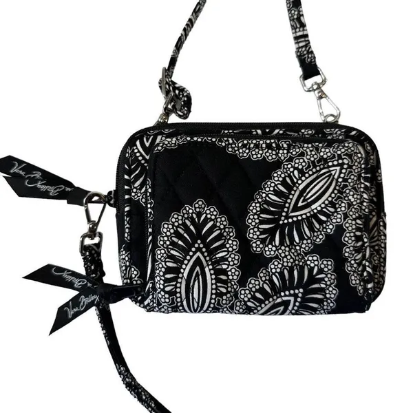 Vera Bradley Black Bianca Bouquet Crossbody Wallet - Image 4