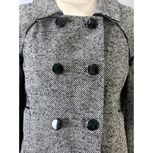 Banana Republic Pea Coat Black White Tweed Wool Blend Double Breasted 4 - Image 7