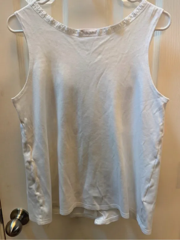Surgery Recovery White Button Front Tank Top Cami size L Size L - Image 2