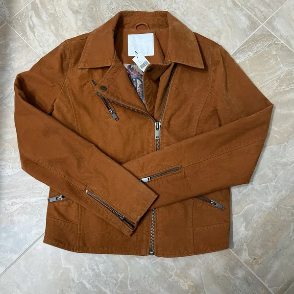 Anthropologie Biddle Moto Jacket Faux Suede - Image 3